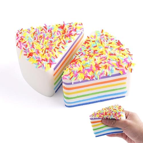 Anboor 2 Pcs Slow Rising Kawaii Scented Rainbow Cake with Squishies Fiidget Toys for Kids Adults Autism Birthday Gifts - Image 1