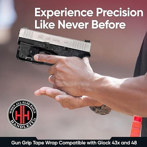 Handleitgrips Handgun Grip Tape Compatible with Glock 43x and Glock 48 - Rubber Pistol Grip Wrap Tape, Easy Install Accessories, Veteran Owned, Made in The USA - Black thumbnail 5