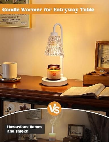 Innqoo White Crystal Candle Warmer Lamp with Timer, Dimmable Candle Warmer for Jar Candles, Height Adjustable Wax Melts Warmer, Birthday Gifts for Women Mom, House Warming Gifts New Home Decor thumbnail 6