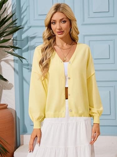 FireSwan Cardigan Sweaters for Women Long Lantern Sleeve Oversized Knit Outfits Lightweight Trendy Sweater Tops 2026 thumbnail 2