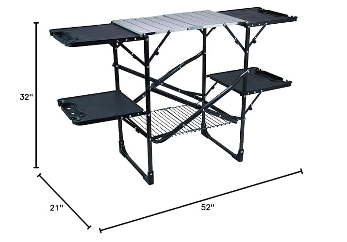 GCI OUTDOOR Slim-Fold Cook Station | Portable Folding Kitchen Table with a Heat Resistant Tabletop, 4 Side Tables & Storage Rack, Perfect for Picnics & Camping Trips thumbnail 7
