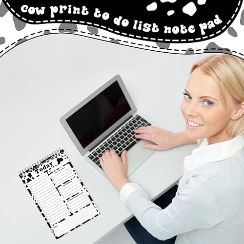 Gueevin Cow Print To Do List Notepad, Cute Daily Task Planner for Women, 50 Sheets Spiral Desk Notepad, Cows Desk Accessories Gift for Cow Lovers Office School thumbnail 6