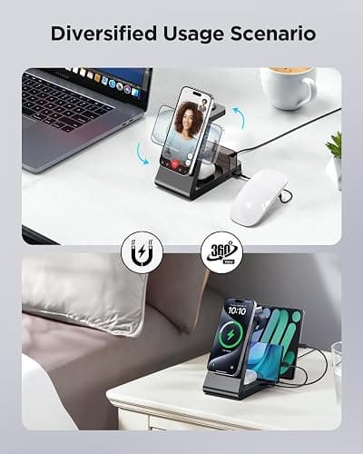 Charging Station for iPhone,5 in 1 Wireless Charger Stand Dock for Apple: Mag-Safe Charging Station for Multiple Devices Apple iPhone 17 16 15 14 13 12 Pro Max Plus iWatch Airpods thumbnail 7
