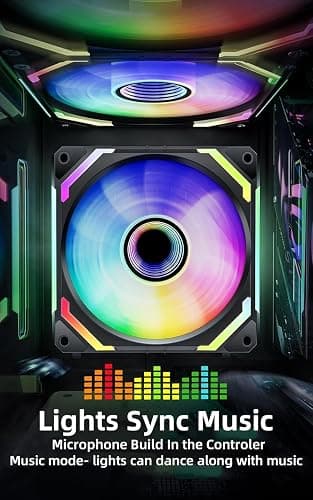 AsiaHorse COSMIQ 120mm PC Case Fan, Infinity Mirror FDB 2000 RPM with 5V 3-PIN Connector and Small Controller, Daisy Chain PWM PC RGB Fans for Cases CPU Liquid Coolers, White, Reverse Fan thumbnail 7