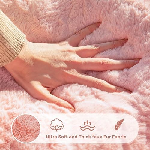 MAXYOYO Bean Bag Chair for Adults, Floral Shaped Bean Bag Sofa | Ultra Soft Faux Fur Floor Sofa, Large Reading Chair for Living Room Bedroom, Pink, Single thumbnail 4