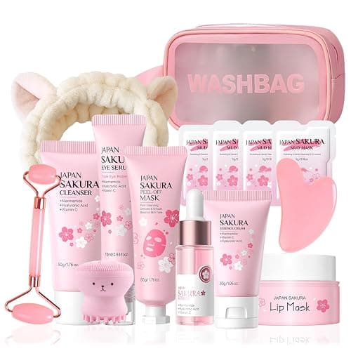 Back up if other is sold out Sakura Skin Care Set - Sakura Birthday Gifts For Teen Girls - Skin Care For Kids - 15 In 1 Skincare For Girls 10-12 Gift Set - Kids Skin Care Set For Girl Ages 8-12, All Skin Types Gua Sha - Image 1