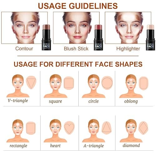 3Pcs Contour Stick Makeup Set,Shades with Highlighter Blush Bronzer, MATURE | Sculpt the Cheeks, Longwear Smooth Non-greasy Formula for All Skin Type, Dewy & Matte Finish thumbnail 5