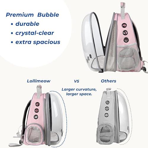 Lollimeow Cat Carrier Backpack, Bubble Expandable Backpack Carrier, Pets and Small Dogs,Airline-Approved, Designed for Travel, Hiking, Walking & Outdoor Use (Front Expandable-Pink) thumbnail 4