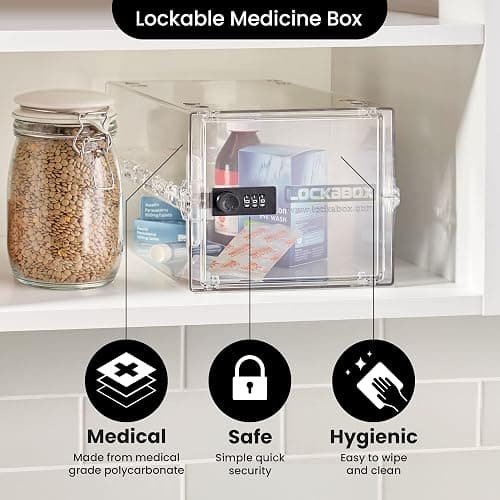 Lockabox One™ | Premium Lock Box | Medium Combination Lock Box For Food, Medicine & Home Safety | External Size 12 x 8 x 6.6 inches (Crystal) thumbnail 8