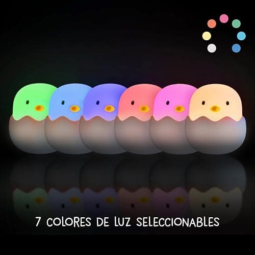 MegaLight Luz nocturna LED niños | Luz nocturna bebé sin piezas pequeñas tragables | Luz lactancia táctil regulable | Lámpara de noche carga USB | Eggy Eggy thumbnail 6