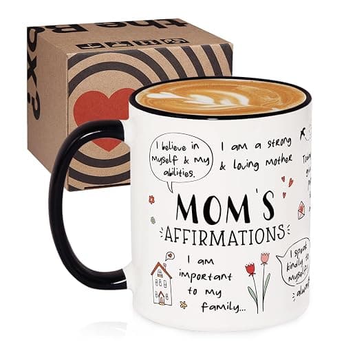 Shqiueos Christmas Gifts for Mom - Inspirational Affirmation Coffee Mug 11oz with Positive Quotes, Birthday & Mother's Day Gift for Moms, Mama, Step Mom, Wife, New Moms Self Care Appreciation Cup - Image 1