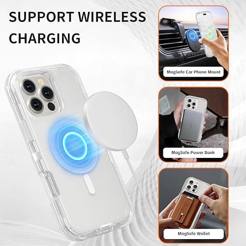 Follaroma for iPhone 16 Pro Max Case, Compatible with MagSafe, Heavy Duty Shockproof Protection Phone Cases, Anti-Drop, Dual Layer Transparent Magnetic Phone Case for iPhone 16 Pro Max, 6.9", Clear thumbnail 5