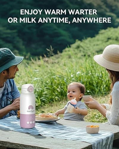 comfyer Portable Milk Warmer for Travel, Portable Bottle Warmer with Fast Heating & Long Battery Life, Instant Breast Milk, Formula or Water Warmer with 12 Ounces Big Capacity, Car, Airplane Journey thumbnail 8