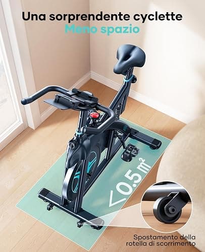 2025 Toputure Cyclette da Casa con App, Cyclette per Casa con Resistenza Magnetica 0-100%, Volano da 15kg, Sistema di Ammortizzazione, Schermo LCD, Supporto fino a 160kg thumbnail 7