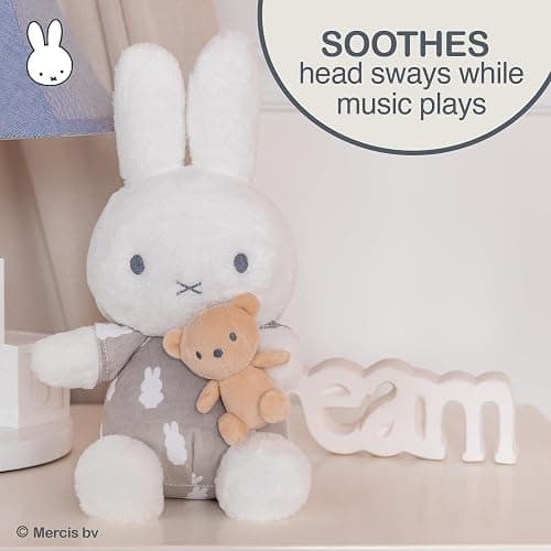 Kids Preferred Miffy Baby Keywind Musical - Super Soft Plush Toy, Plays Rockabye Baby, Swaying Head, Neutral Colors, Ages 0 Months and Up, 12 in thumbnail 5