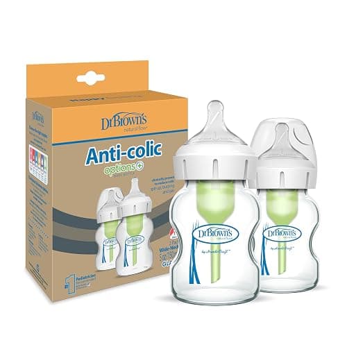 Dr. Brown's Pack de 2 Biberones Anticólicos Cristal 150 ml | Sistema de ventilación interna patentado que evita que el bebé trague aire durante la toma - Image 1