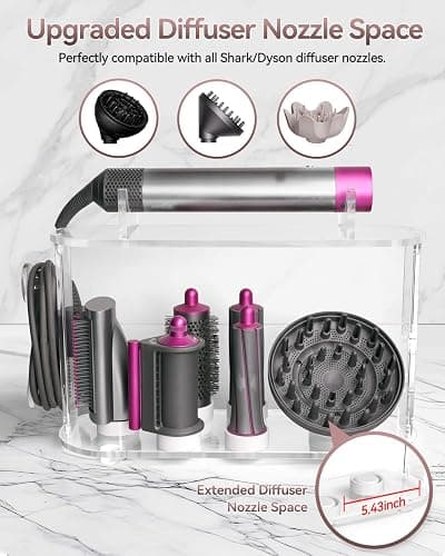 Affogato Storage Holder Compatible with Dyson Airwrap Styler Accessories, Acrylic 6 Holes Countertop Organizer Stand, Desktop Organizer for Storage Long Barrel Attachments for Bathroom thumbnail 5