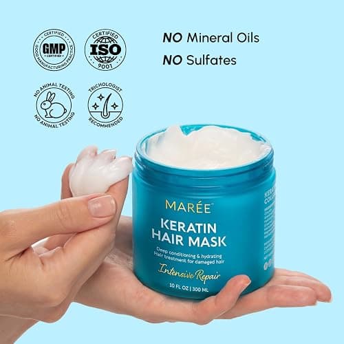 MAREE Deep Conditioning Hair Mask for Damaged Hair Treatment – Keratin Hair Care for Hydrating Growth Repair Moisturizing – Dry Curly Color Refreshing – Tratamiento Mascarilla Para el Cabello Seco thumbnail 9
