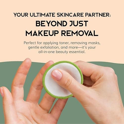 Greenzla Reusable Makeup Remover Pads (20 Pack) Washable Laundry Bag & Round Box for Storage, Reusable Bamboo Cotton Rounds for All Skin Types thumbnail 4