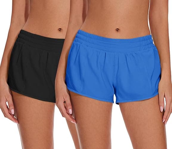 AugIris Women Running Shorts 2 Pack, Athletic Shorts with Zipper Pocket Soft Gym Workout Mesh Liner Quick Dry - Image 1