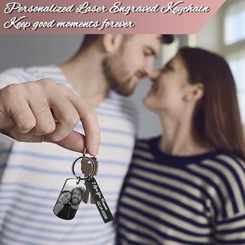 Cupike Personalized Picture Keychain - Customized Engraved Keychains with Photo Text, Personalized Gifts for Men Women Lovers thumbnail 2