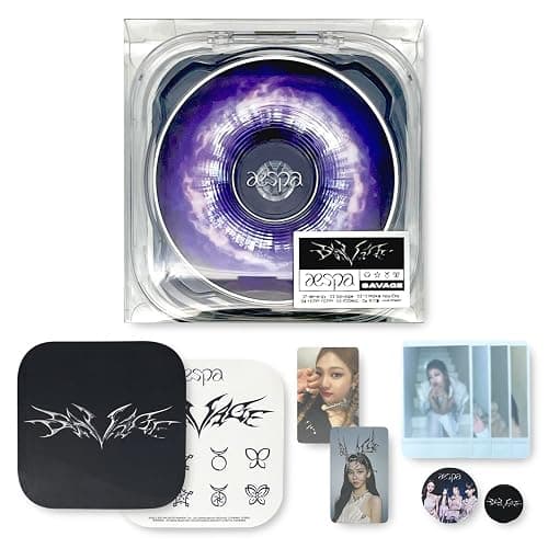 AESPA 1ST MINI ALBUM - SAVAGE P.O.S Ver. Case R + Cover + Booklet + Sticker + AR Clip Card + AR Photo Card - Image 1