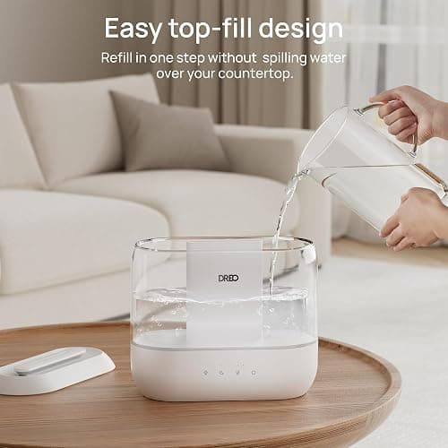 DREO Humidifiers for Bedroom, Top Fill 4L Supersized Cool Mist Humidifier, 36H Runtime, 28 dB Quiet Ultrasonic Air Humidifier for Large Room, Plants, Baby Nursery, Indoor, Night Light, Easy to Clean thumbnail 2
