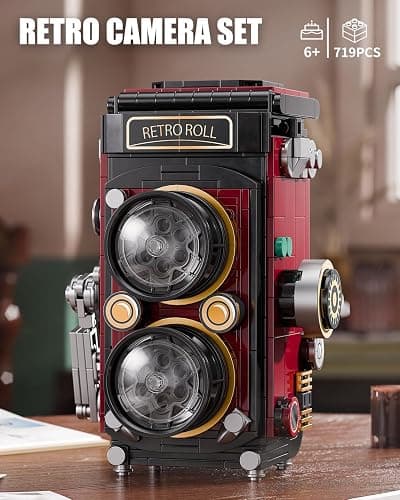 TYCOLE Retro Camera Building Blocks Sets with Lights, DIY Camera Building Toys with Twin-Lens Reflex Design, Unique Collectible for Home Decor, Christmas Birthday Gift for Adults Boys age 8-12(719Pcs) thumbnail 3