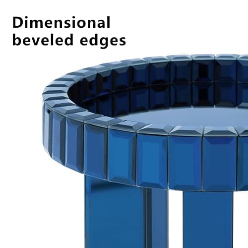 SHYFOY Blue Mirrored End Table, 23" H Round Glass Side Table with Three Legs, Modern Accent Table for Living Room, Bedroom, or Entryway thumbnail 4