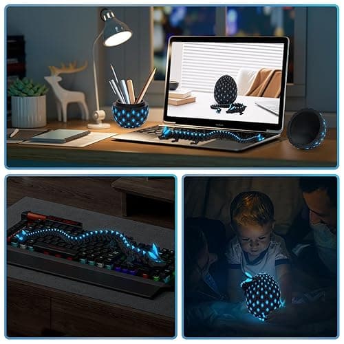 3D Printed Dragon Eggs with Dragon Inside, Glow in The Dark Articulated Animals, Crystal Dinosaur Eggs 3D Printed Surprise Toys, Home Office Decor Executive Desk Toys, Home Decor (Blue) thumbnail 7