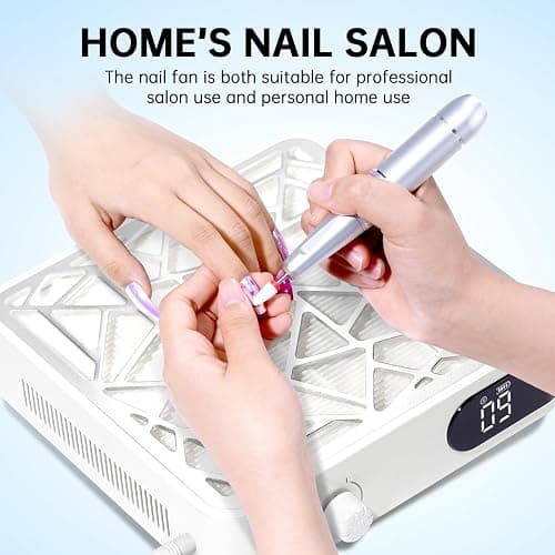 CHRISTINE SHELLY Nail Dust Collector, Powerful Vacuum Fan Vent Dust Collector Extractor Dust Suction Machine for Acrylic Nails Polishing, Nail Salon&Home, White thumbnail 7