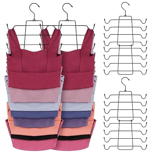 ZEDODIER 2 Pack Tank Top Hanger, Space Saving Bra Hanger, Non-Slip Hanging Sport Bras Holder, Closet Organizers and Storage for Camisoles Tank Tops Bras Ties Swimsuits Strappy Dress, Silver - 2 Pack - Silver thumbnail 2