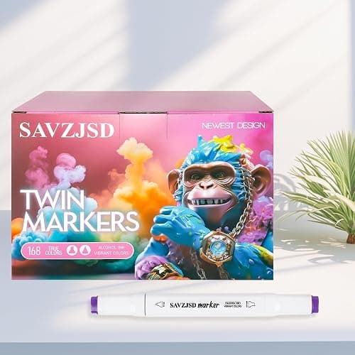 SAVZJSD 168 Colors Alcohol Markers, Dual Tip Markers for Kids or Adults in Coloring, Painting(Fine & Broad) thumbnail 5