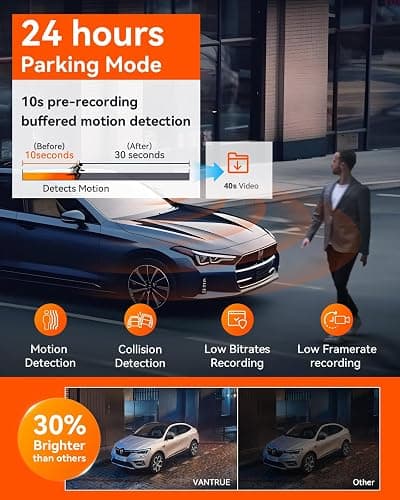 Vantrue N5 4 Channel WiFi 360° All Sides Dash Cam, STARVIS 2, IR Night Vision, 2.7K+1080P*3 Front Rear Inside Dashcam, Voice Control, GPS, 24 Hours Buffered Parking Mode Dash Camera, 512GB Max (N5) thumbnail 7