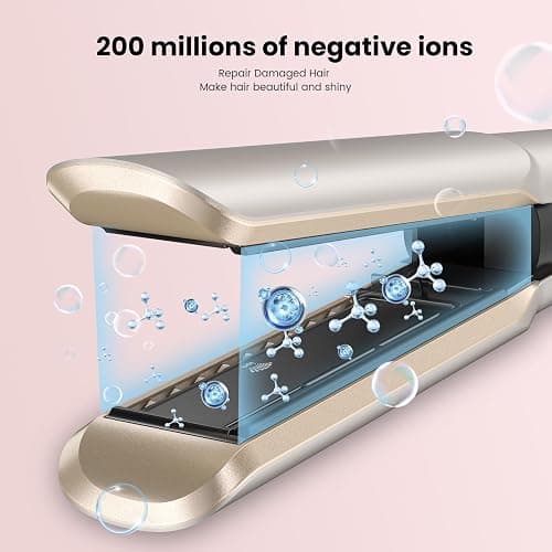 Hair Straightener - 2 in 1 Air Straightener and Hair Dryer Combo with High Speed Airflow + Wet to Dry Hair Straightener + Rapid Heat-Up + Customizable Temperature + LCD Display & Auto Shut-Off + No Heat Damage(Light Gold) thumbnail 3