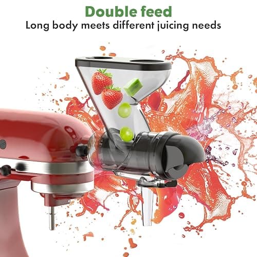 Heiolkako Masticating Juicer Attachment for KitchenAid Stand Mixer, Cold Press Juicer machines with Dual Feed Chute, Slow Masticating Juicer, Attachment for Kitchenaid Mixers thumbnail 3