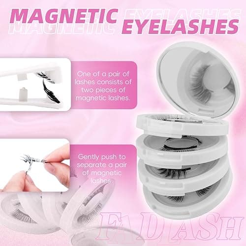 FADLASH Magnetic Eyelashes with Applicator 4 Pairs Magnetic Lashes Natural Look No Glue Needed Reusable Easy to Wear False Eyelashes (604+079+806+B7) thumbnail 4