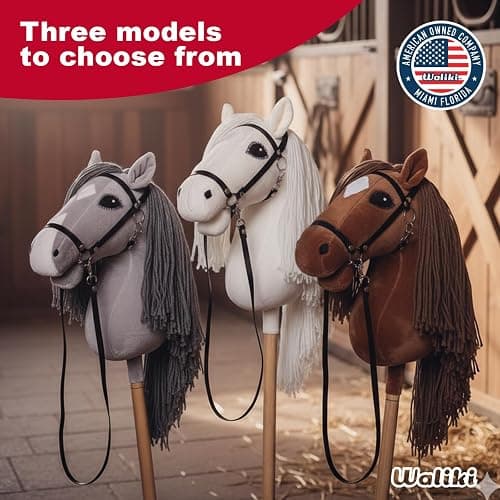 WALIKI Deluxe Stick Horse Toy for Kids, Teens & Adults | 30” Plush Hobby Horse with Wooden Handle | Cowboy & Cowgirl Pretend Play Pony | Hobby Horse Racing Toy thumbnail 9