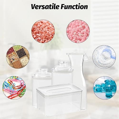 4PCS Laundry Storage Containers Jars, Liquid Laundry Detergent Storage Fabric Softener Dispenser with Labels Scoops Washing Powder Storage Acrylic Laundry Pods for Washing Pods Dryer Sheet Bath Bombs thumbnail 6