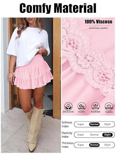 Pungdra Womens Casual Ruffle Mini Skirt Athletic Golf Tennis Skort Boho Tiered High Waist Layered Ruffle Flowy Short Skirts thumbnail 5
