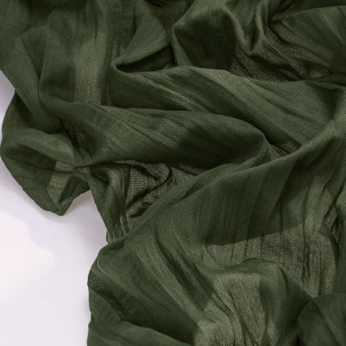 Cheesecloth Table Runner Fall Boho Wedding Birthday Party Home Decor | Olive Green 2pcs Rustic Gauze 10FT Cheese Cloth Sheer Farmhouse Dining Runner for Baby Shower Bridal Holiday Decorations thumbnail 3