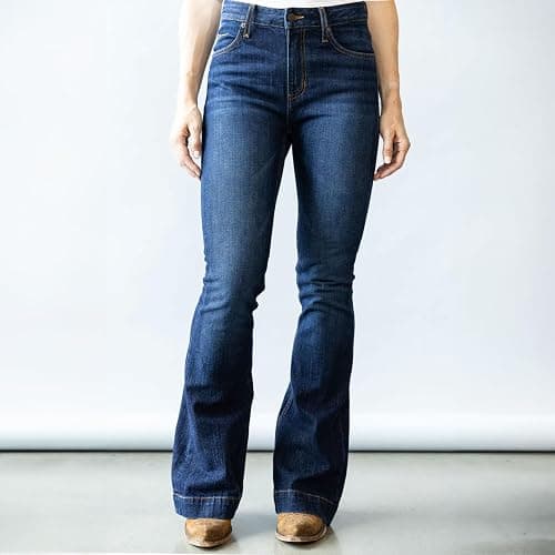 Kimes Ranch Women's Jennifer Ultra-High Rise Wide Flare Dark Wash Blue Jeans thumbnail 6