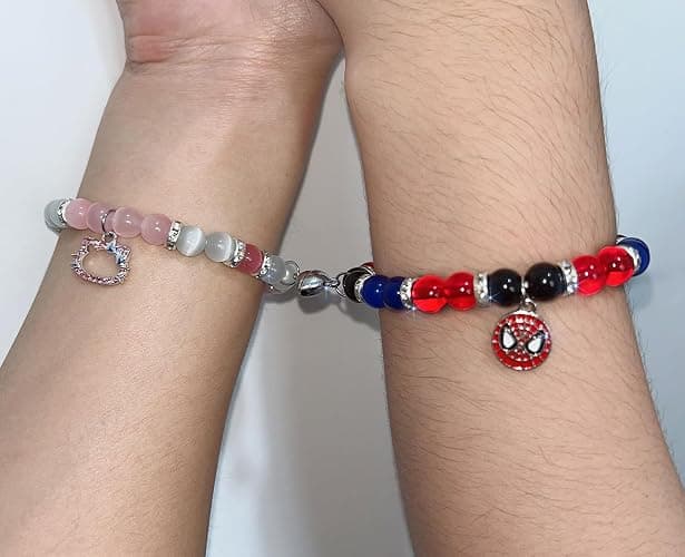 Korotho Matching Spider Bracelets for Couples Best Friend, Christmas Matching Heart Charm Bracelets Gifts for Couples Friends Spider Friendship Jewelry to Sister Bestie Long Distance Gift for Bf Gf thumbnail 7