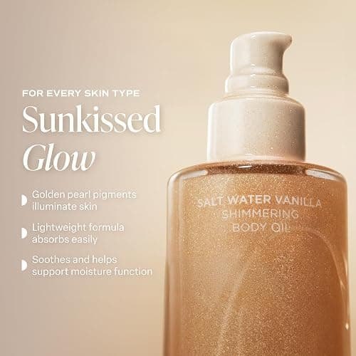 Saltair Shimmering Body Oil | Salt Water Vanilla Radiant Glow | 4 fl oz | Light-reflecting pearls and a silky texture for a luminous-looking finish and smooth post-bath use thumbnail 5