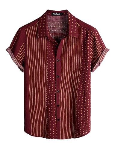 VATPAVE Mens Casual Short Sleeve Button Down Shirts Regular Fit Hawaiian Summer Shirt - Image 1