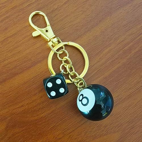 Meimimix 8 Ball Dice Charm Keychain Y2K Aesthetic Key Chain for Women Men Cute Bag Purse Handbag Accessories thumbnail 3