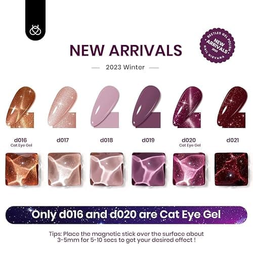 Beetles Cat Eye Gel Nail Polish Set, 6 Colors Stunning Magnetic Effect Nail | Brown Purple Glitter Nude Sparkle Champagne Burgundy Gold lavender U v Gel Polish Art Design Gifts for Women thumbnail 2