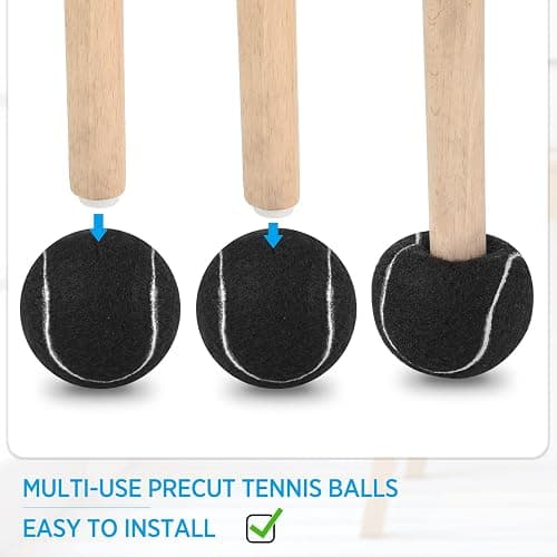 Macarrie 60 Pieces Precut Tennis Bulk Tennis Balls for Chairs Heavy Duty Long Lasting Glide Coverings for Classroom Furniture Legs Protectors and Floor Protection(Black) thumbnail 3