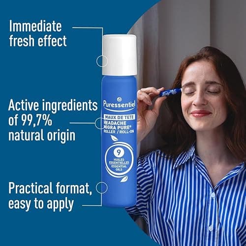 Puressentiel Headache Relief Roll-On – 9 Essential Oils with Peppermint & Eucalyptus – Fast, Natural Relief – 5 ml thumbnail 4