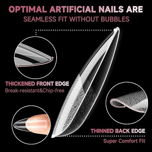 UNA GELLA Medium Almond Gel Nail Tips Half Matte 312pcs Almond Gel Nails No C Curve Clear False Fake Nails Effective Nail Extensions for DIY Art Salon-Level Press On Nails, 12 Sizes thumbnail 4
